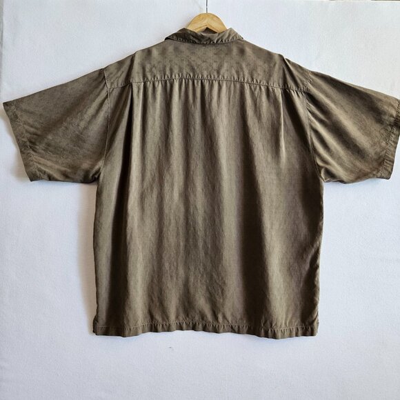 Tommy Bahama Silk Button Down Short Sleeved Shirt  Mens XL Relax Fit Brown - Picture 9 of 14